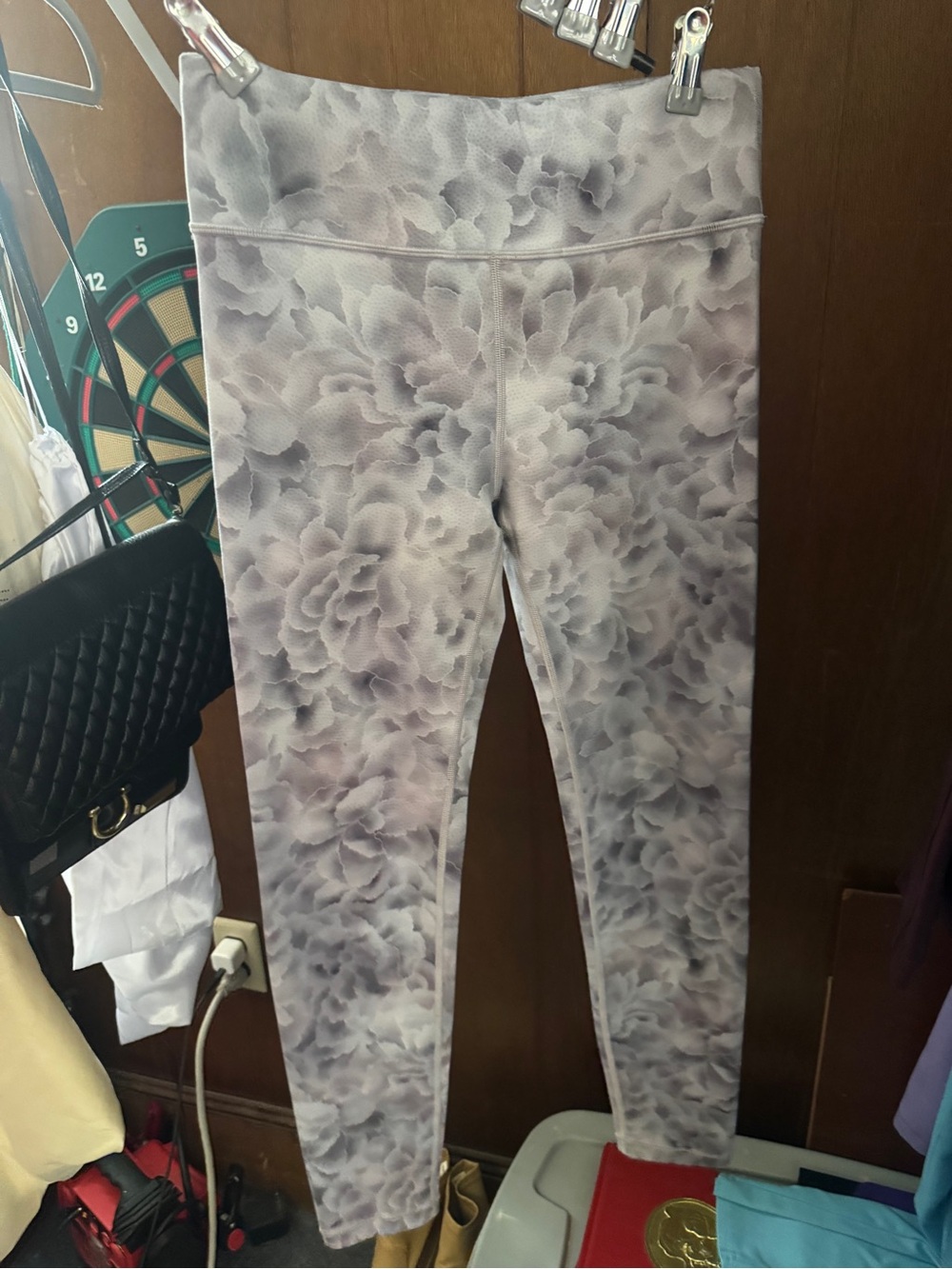 Like New Athleta Girl XL High-Rise Printed Yoga Chit Chat Tight Heathered Gray